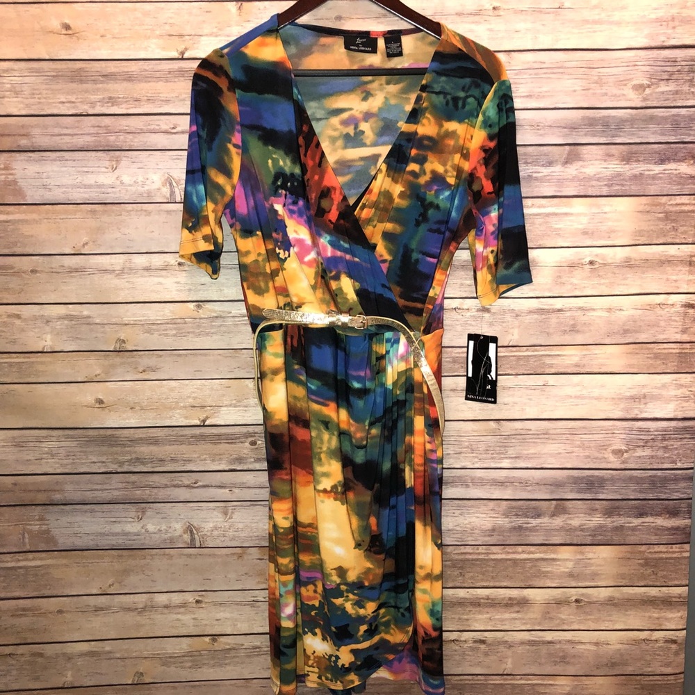 Stylish Colorful Wrap style dress size Large